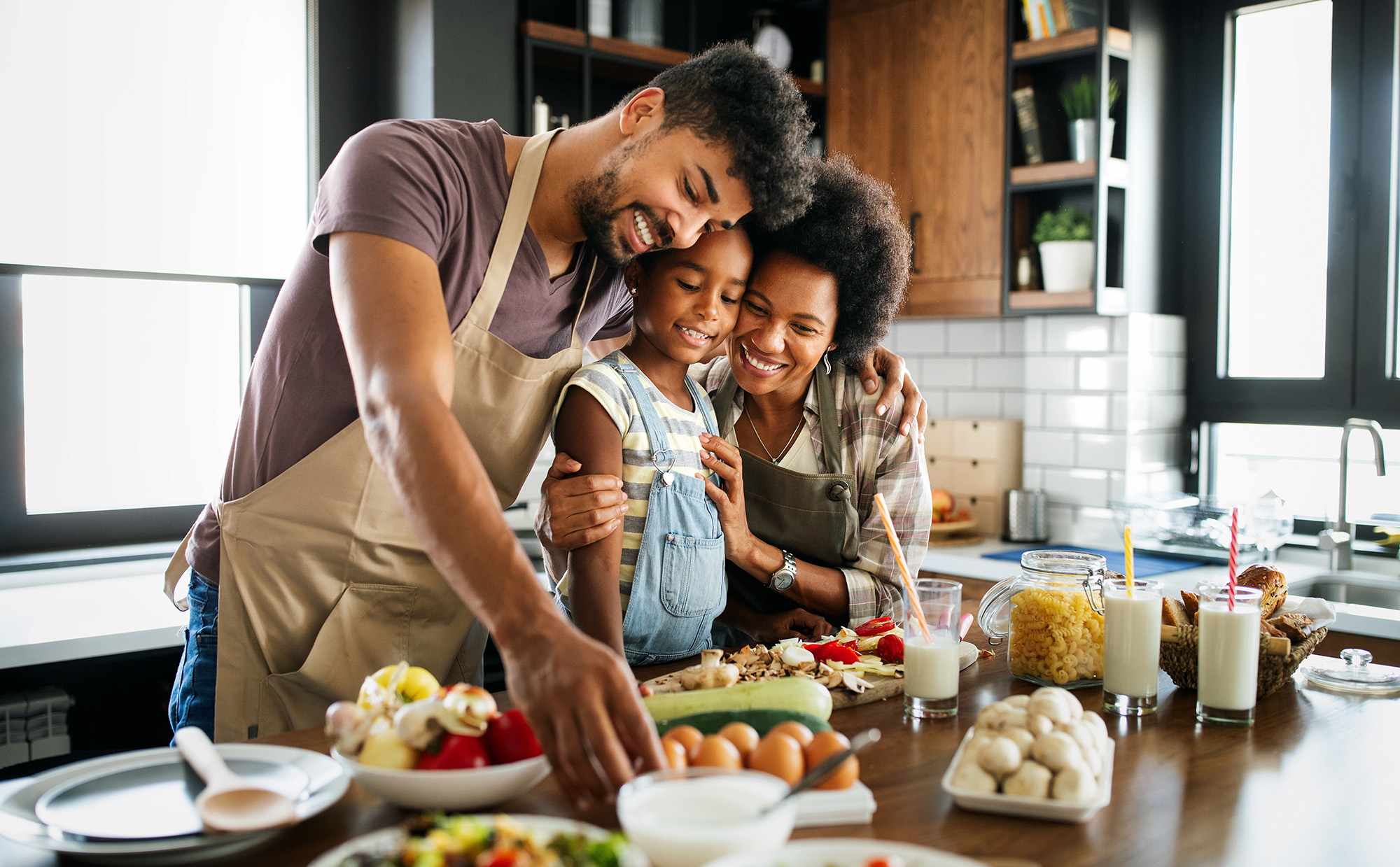 family cooking healthy