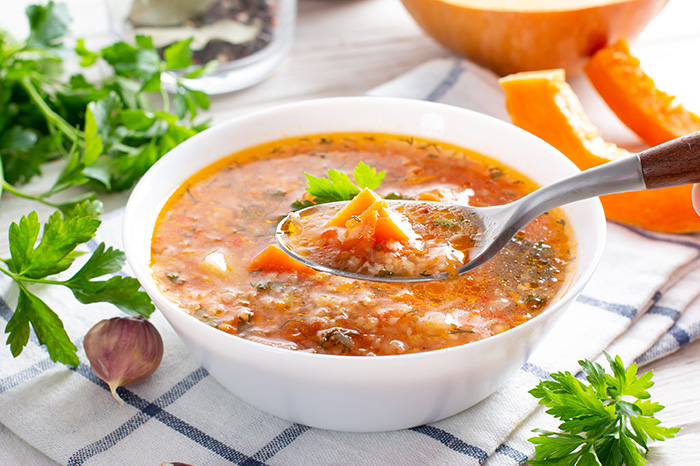 creamy soup in a bowl